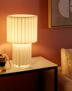 Bordlampe ALFEIOS Hør Hvid