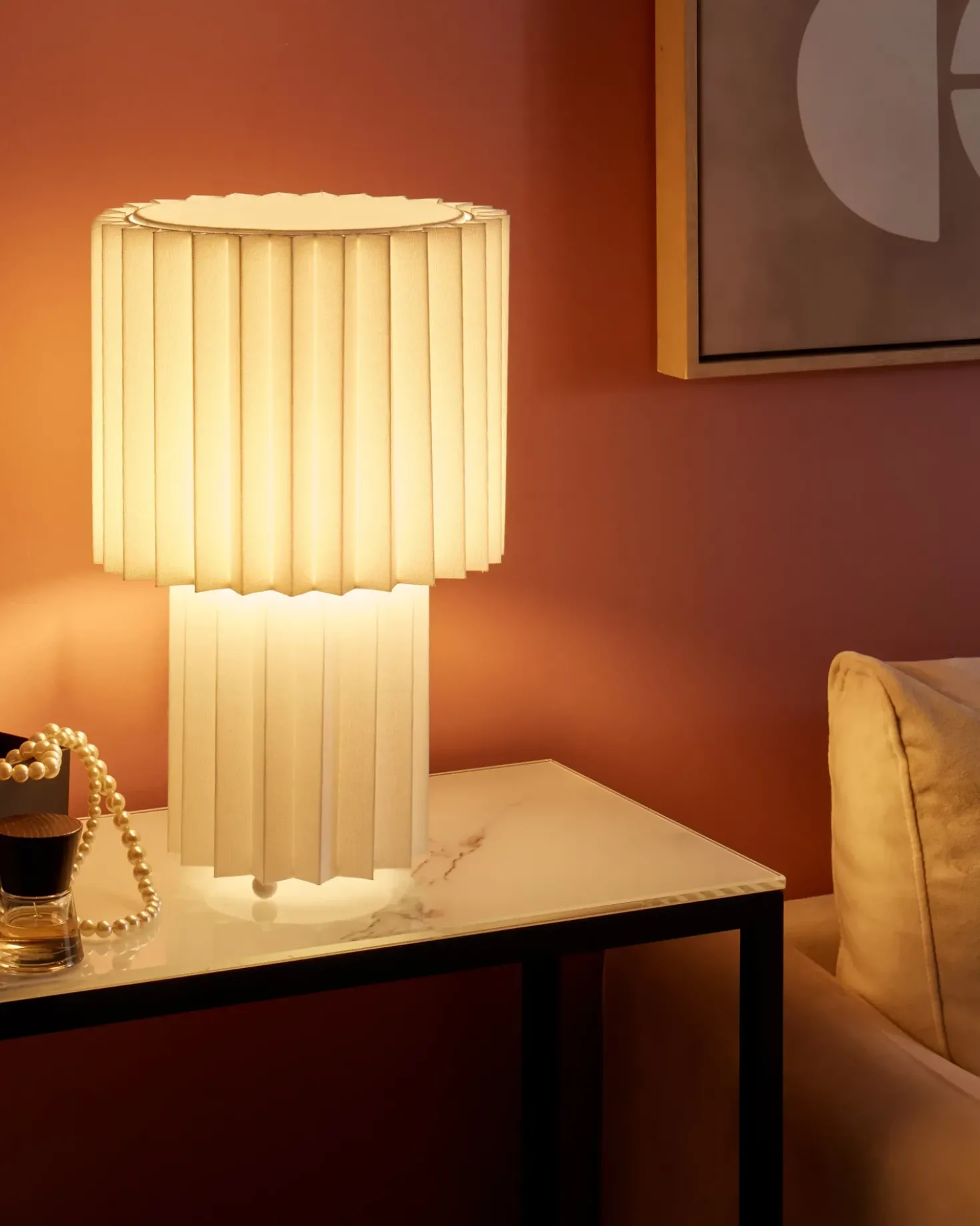 Bordlampe ALFEIOS Hør Hvid