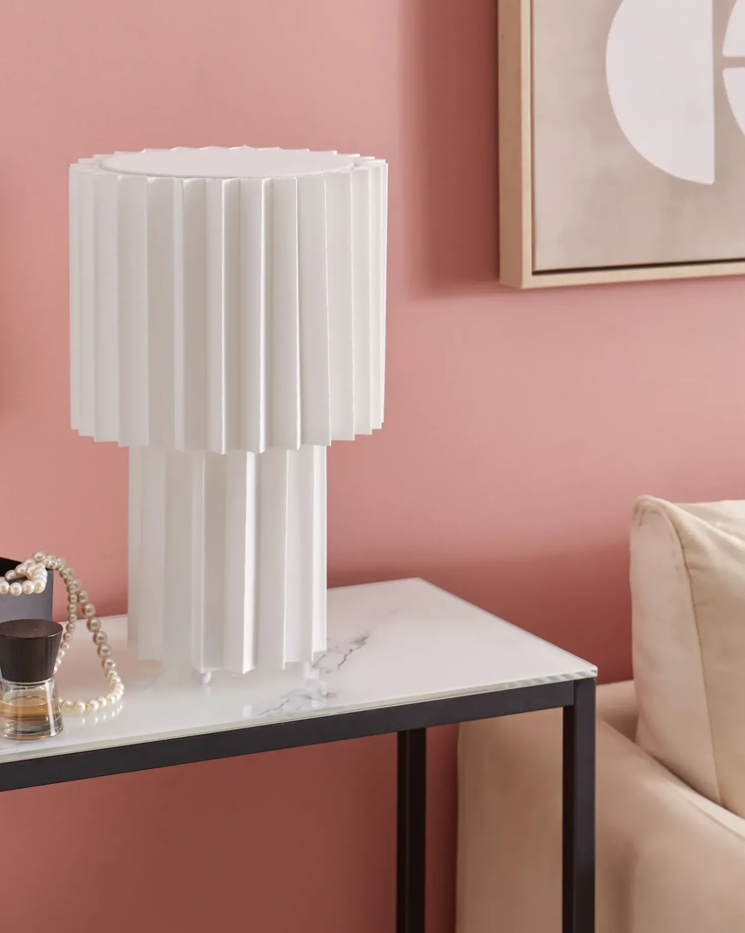 Bordlampe ALFEIOS Hør Hvid