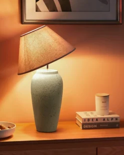 Bordlampe AMBLO Keramik Cremehvid