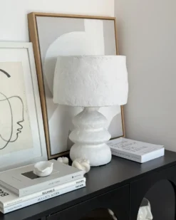 Bordlampe ARAPEY Papmaché Hvid
