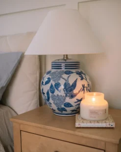 Bordlampe ARUNCA Porcelæn Hvid/blå