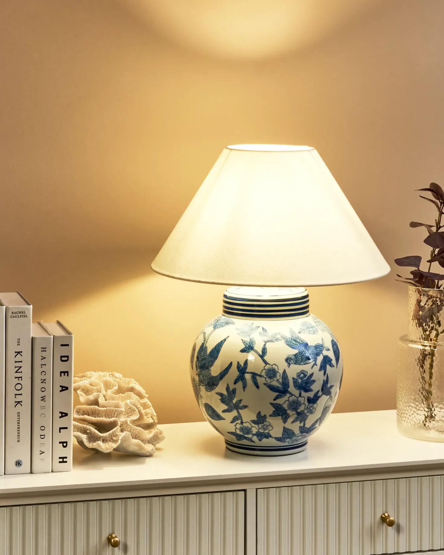 Bordlampe ARUNCA Porcelæn Hvid/blå