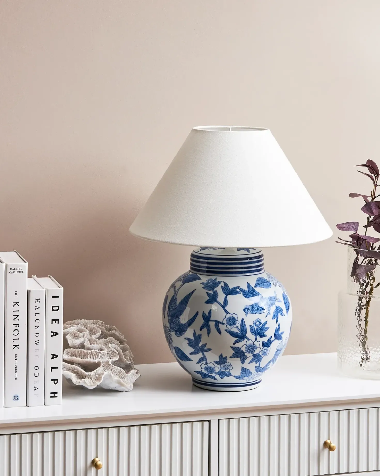 Bordlampe ARUNCA Porcelæn Hvid/blå