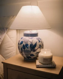 Bordlampe ARUNCA Porcelæn Hvid/blå