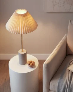 Bordlampe BALUARTE Kunstlinned Beige