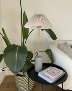 Bordlampe BALUARTE Kunstlinned Beige
