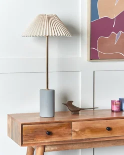 Bordlampe BALUARTE Kunstlinned Beige