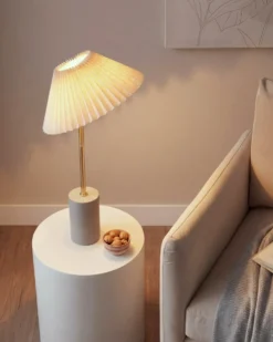Bordlampe BALUARTE Kunstlinned Beige