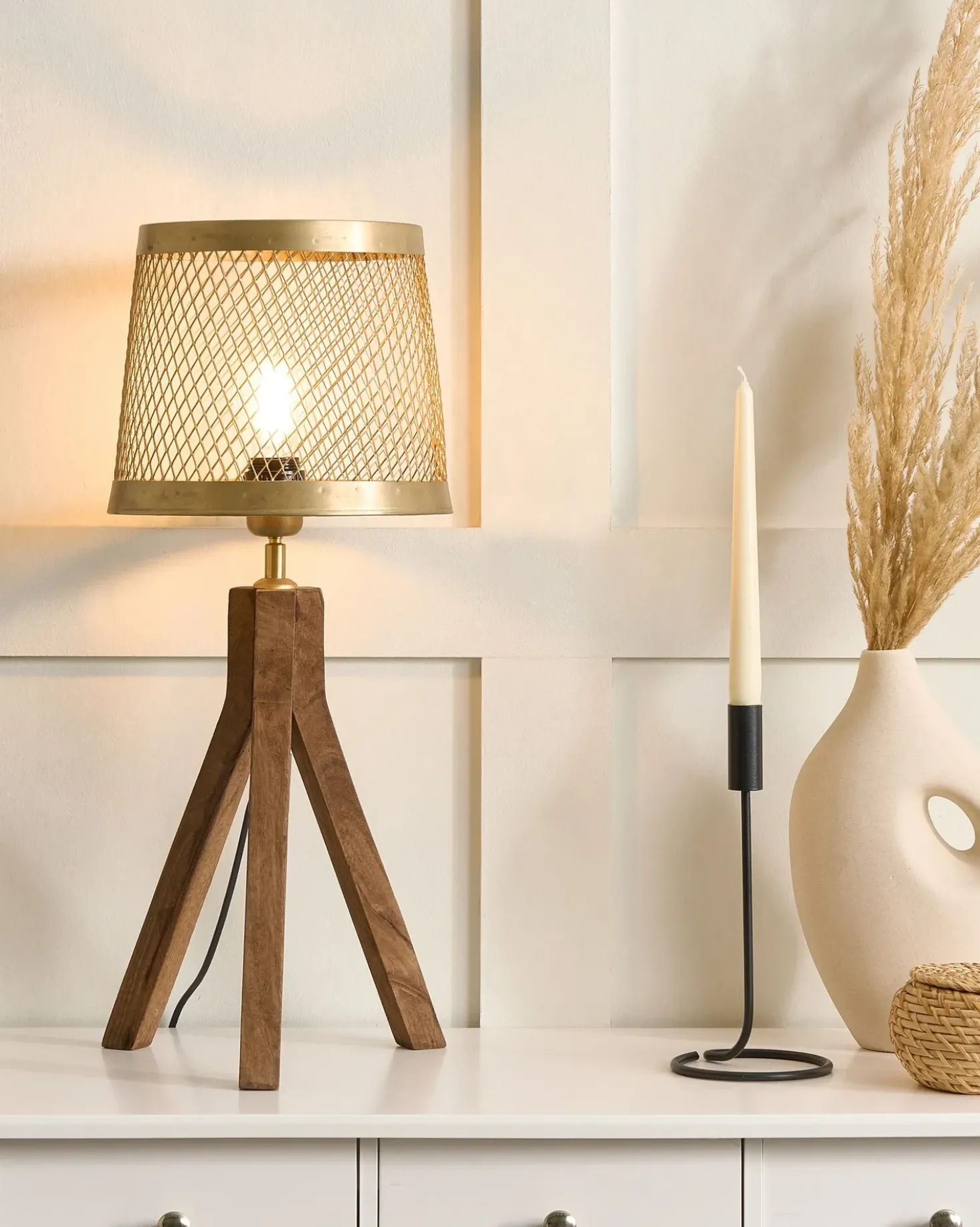 Bordlampe BEKI Mangotræ Brun