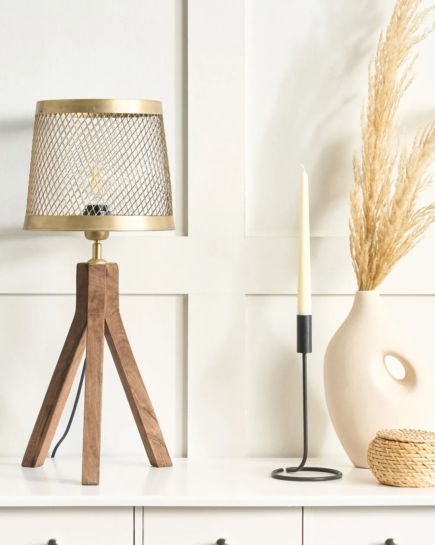 Bordlampe BEKI Mangotræ Brun