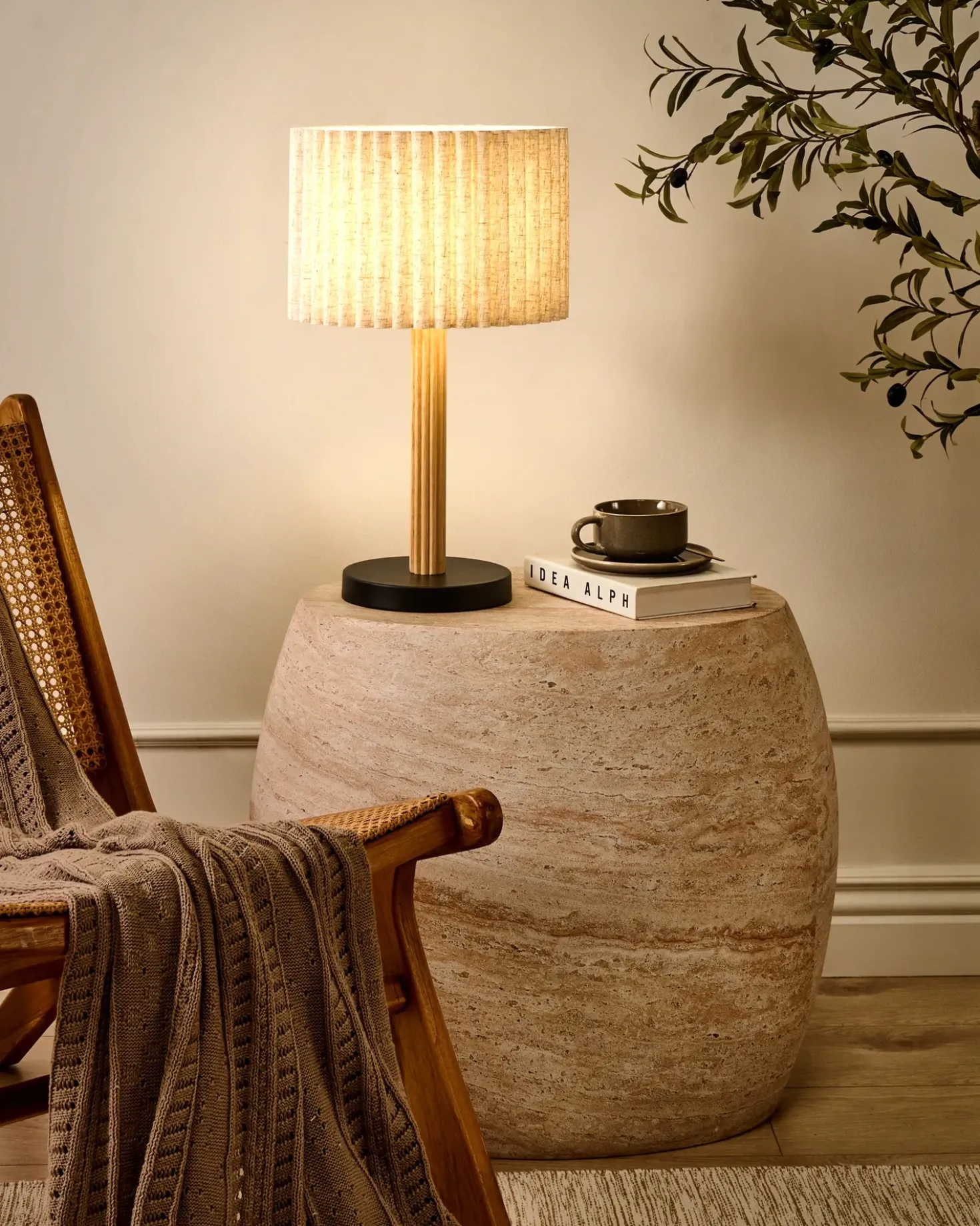Bordlampe BELESSA Hør Lys Beige