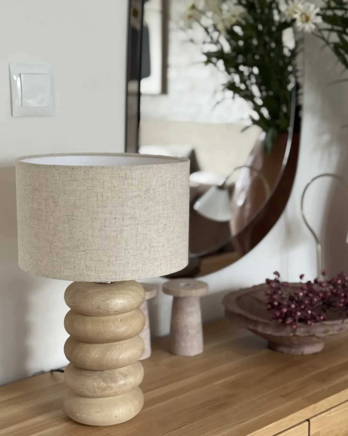 Bordlampe BETWA Mangotræ Lysebrun