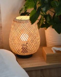 Bordlampe BOMU Bambus Lysebrun