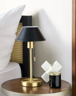 Bordlampe CAPARO Metal Sort/guld