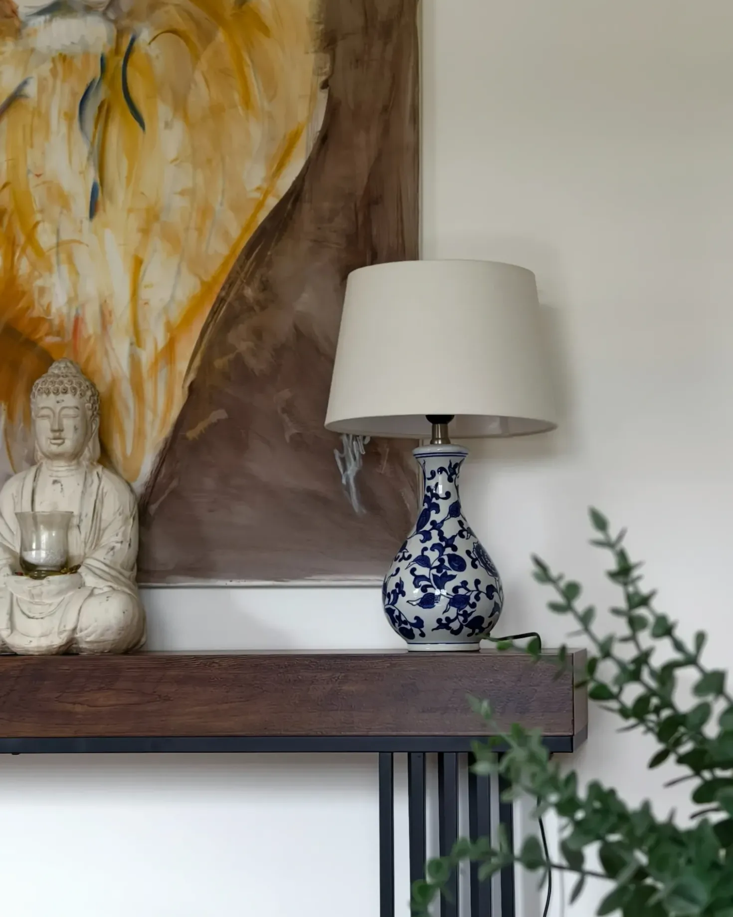 Bordlampe CARMEN Porcelæn Hvid/blå