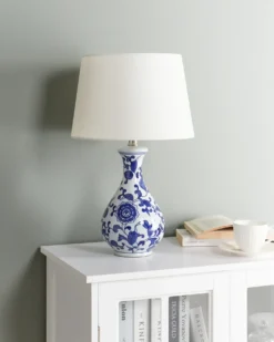 Bordlampe CARMEN Porcelæn Hvid/blå