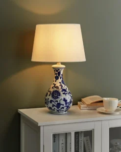 Bordlampe CARMEN Porcelæn Hvid/blå