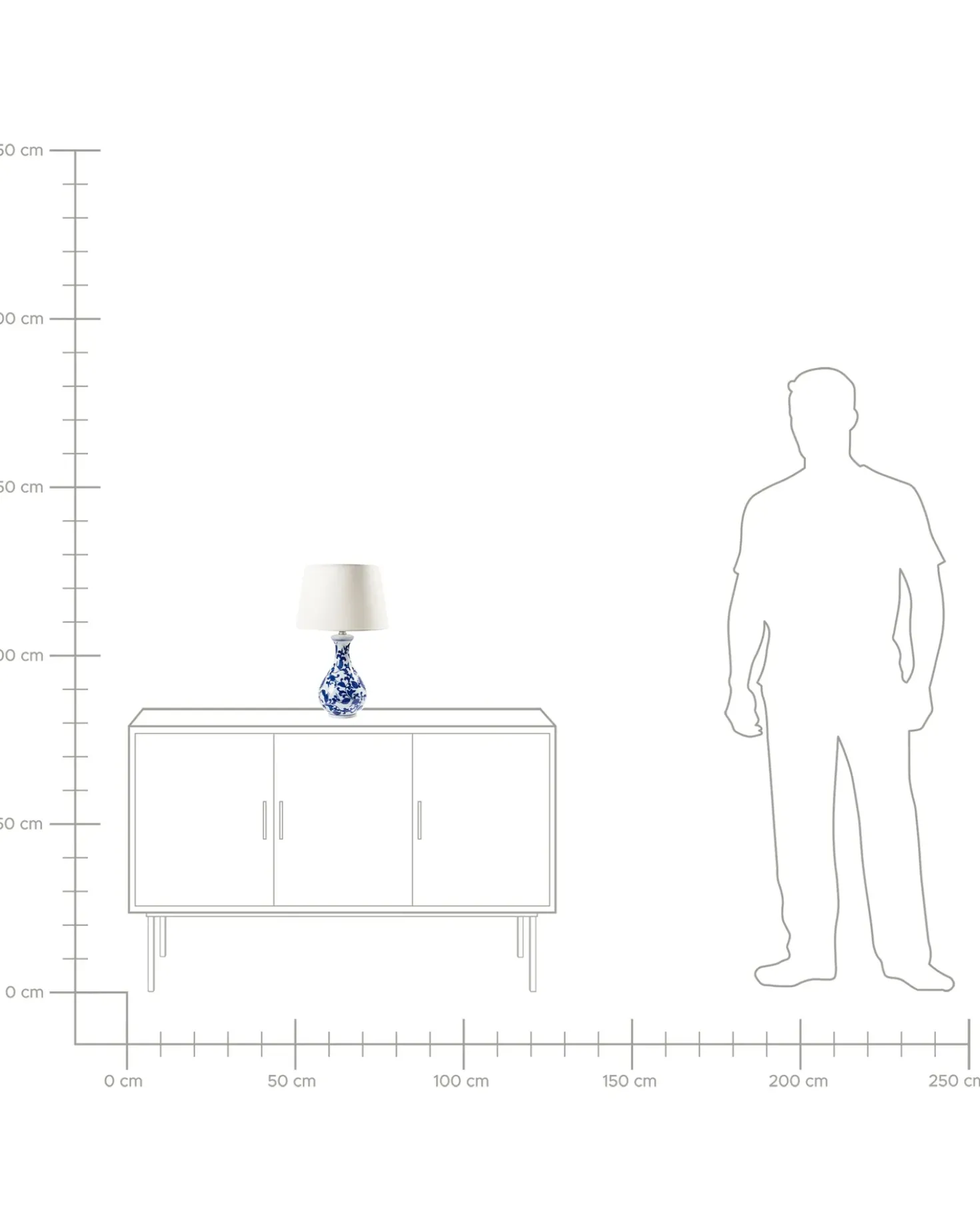 Bordlampe CARMEN Porcelæn Hvid/blå