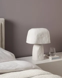 Bordlampe CARRASCO Papmaché Hvid