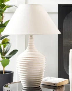 Bordlampe CELESTE Keramik Beige