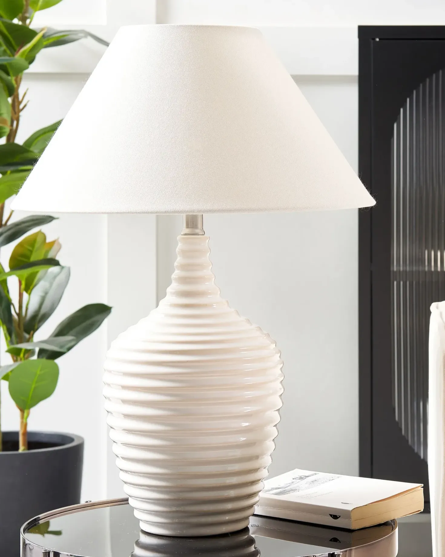 Bordlampe CELESTE Keramik Beige