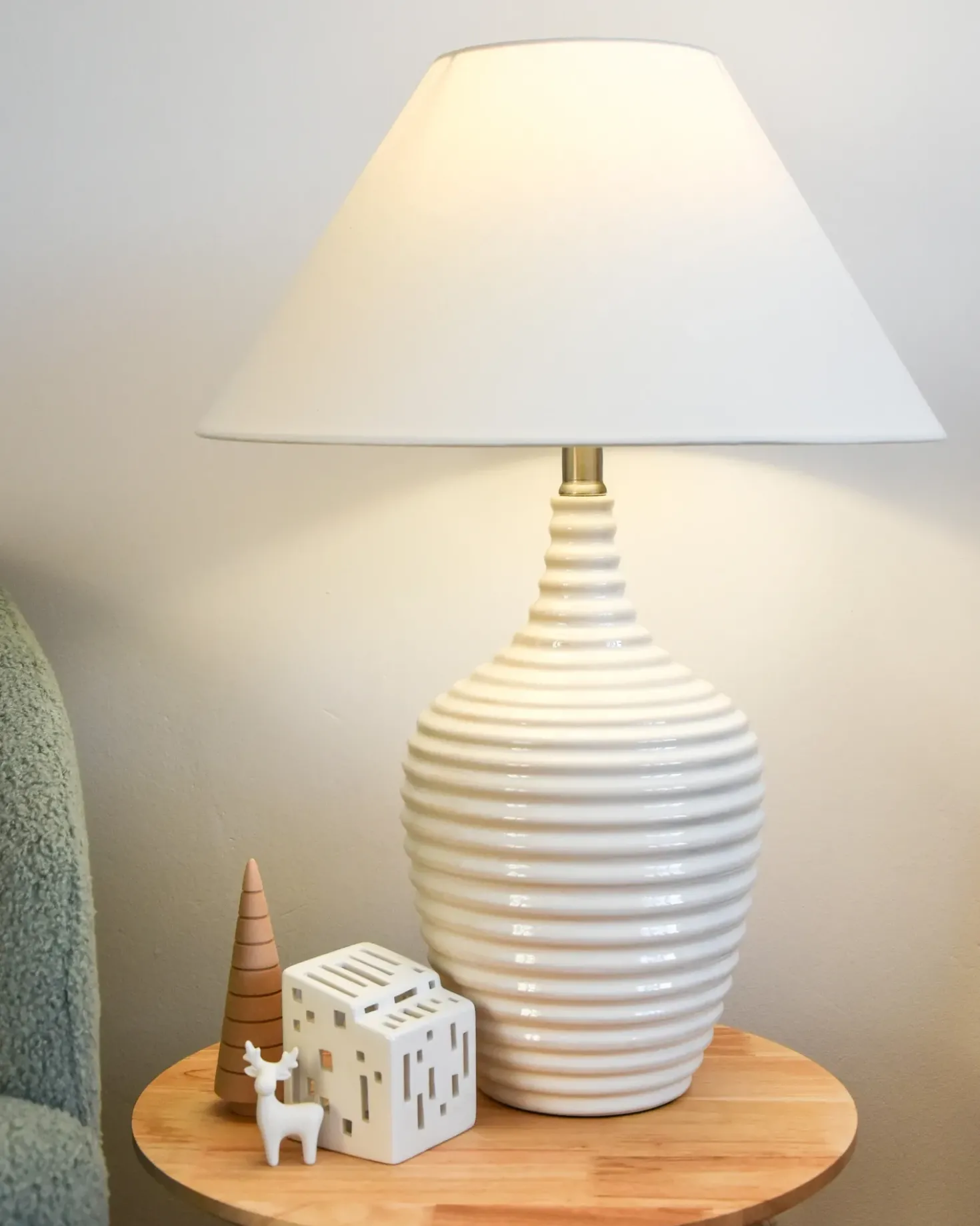 Bordlampe CELESTE Keramik Beige