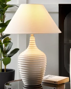 Bordlampe CELESTE Keramik Beige