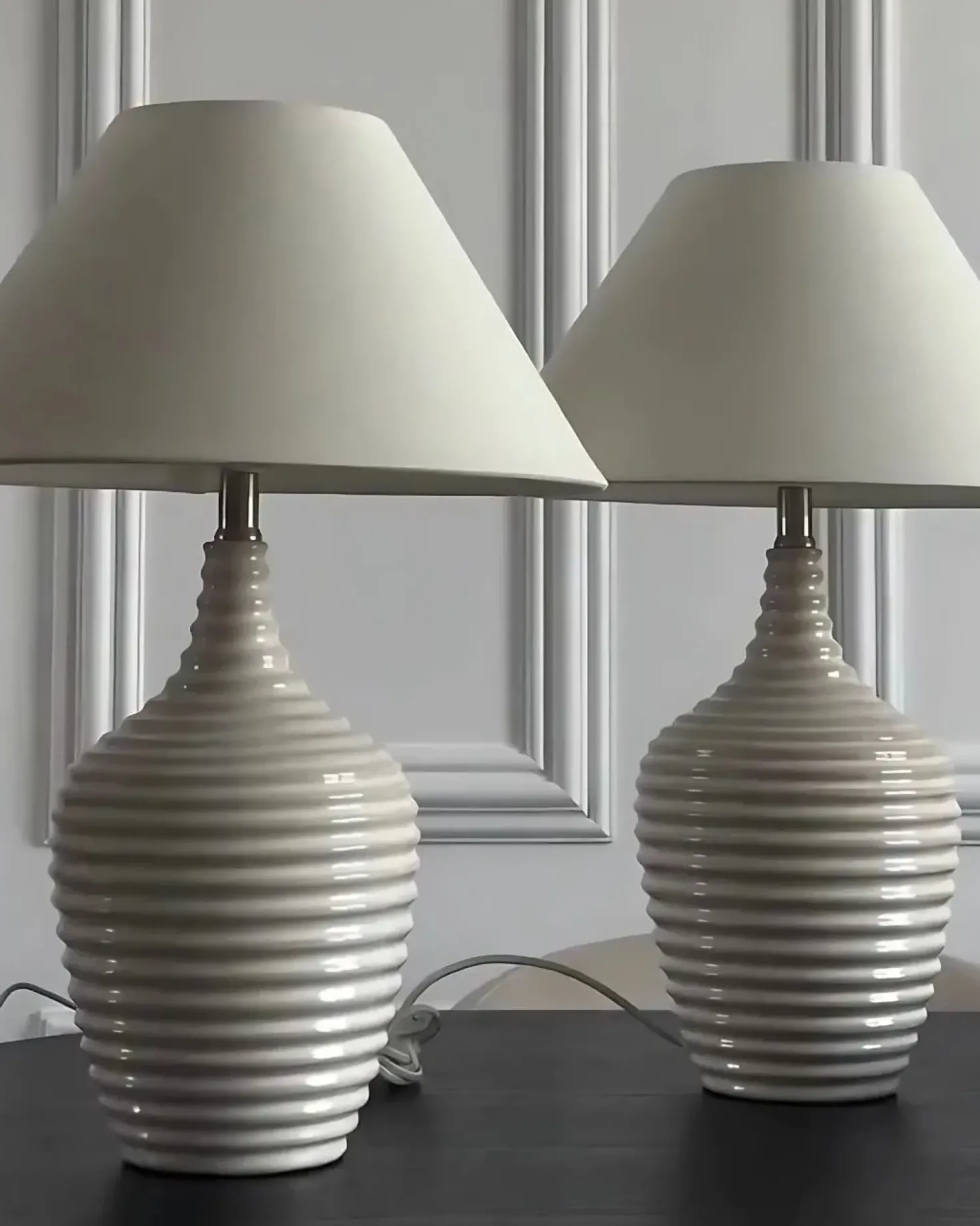 Bordlampe CELESTE Keramik Beige