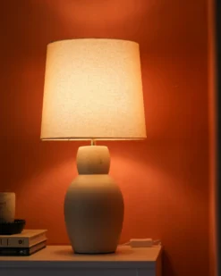 Bordlampe DEDURU Keramik Beige