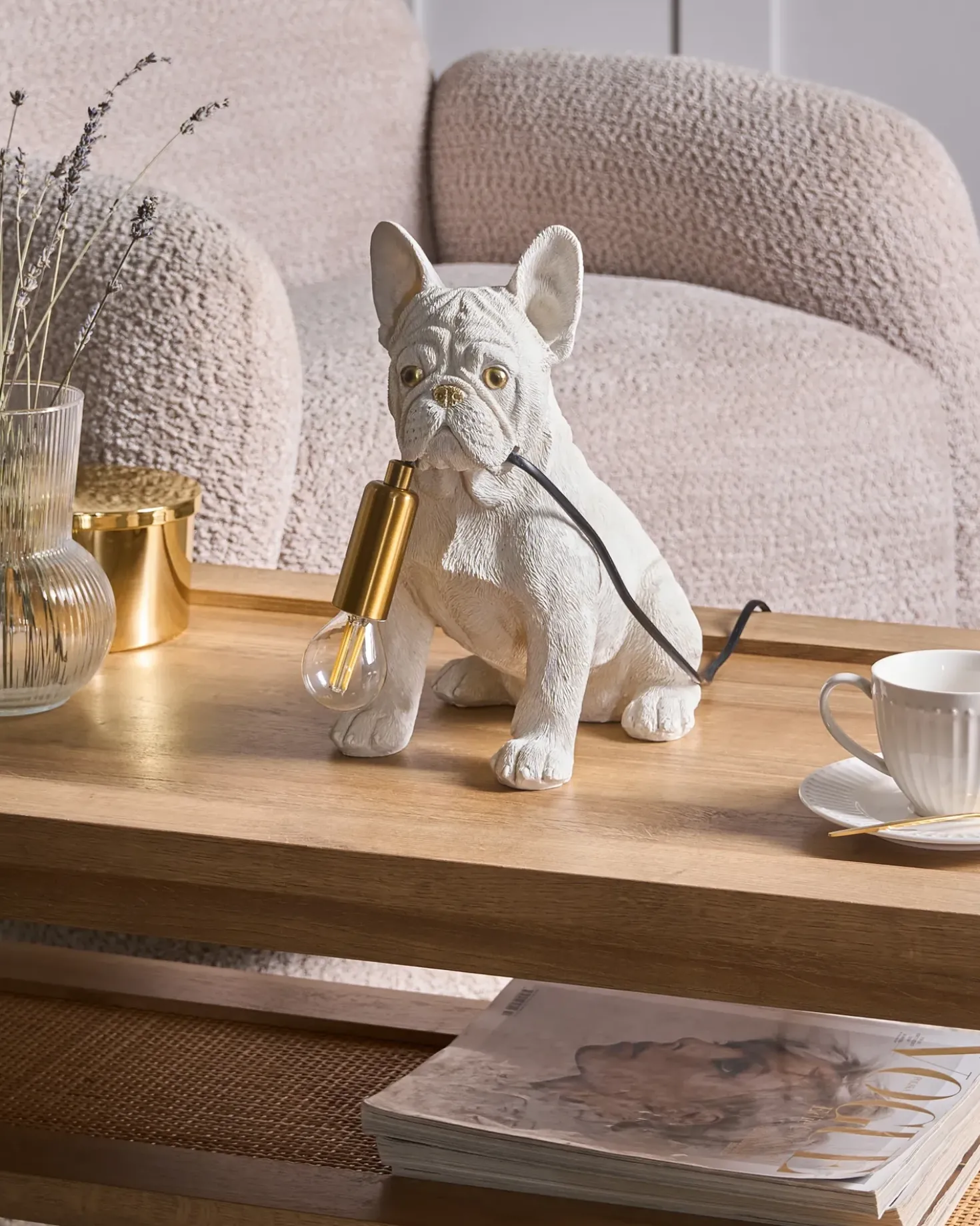 Bordlampe Hund BRUNO Hvid