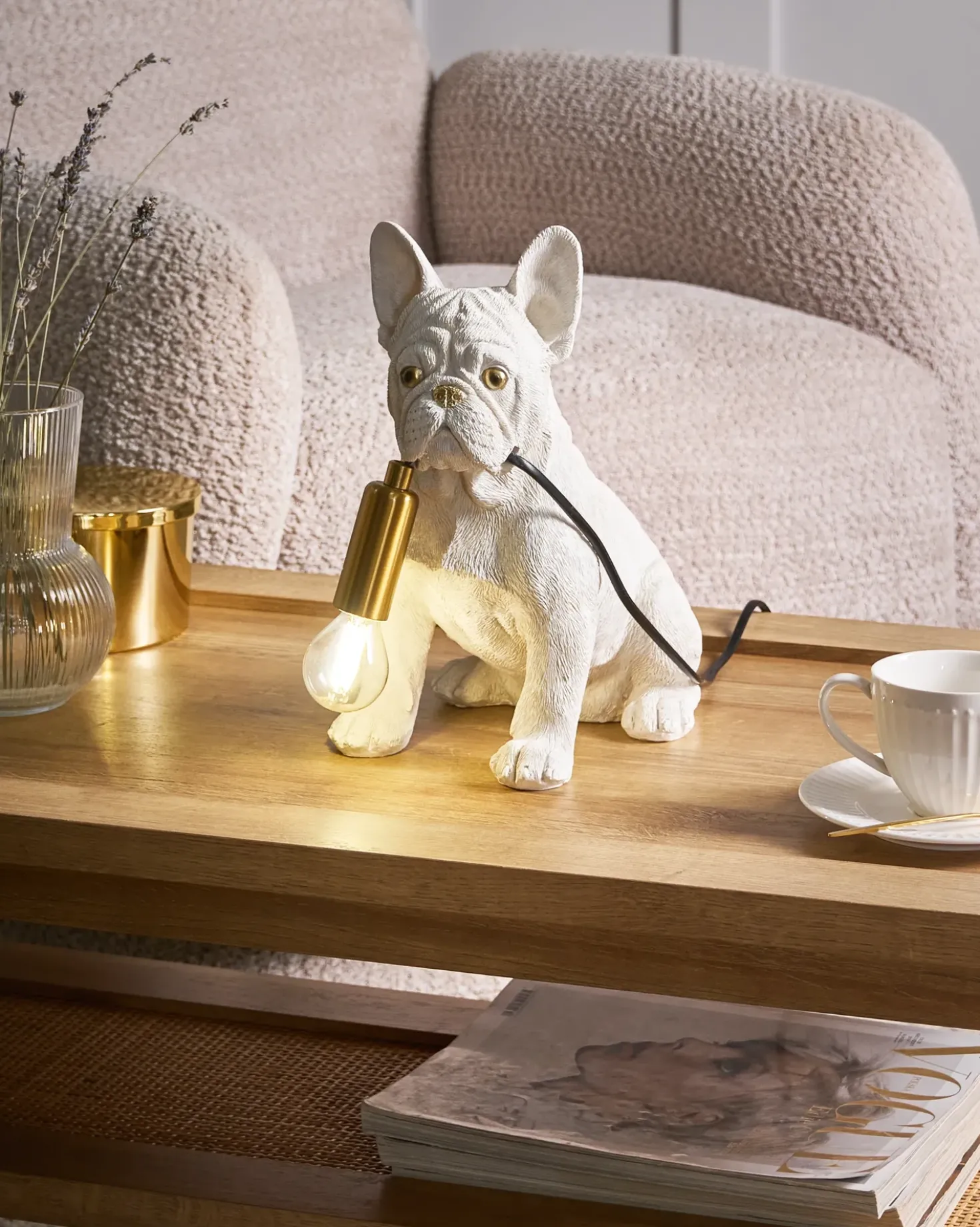 Bordlampe Hund BRUNO Hvid