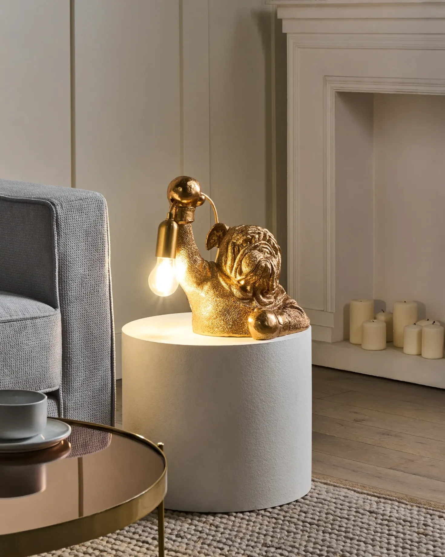 Bordlampe Hund MIKE Guld