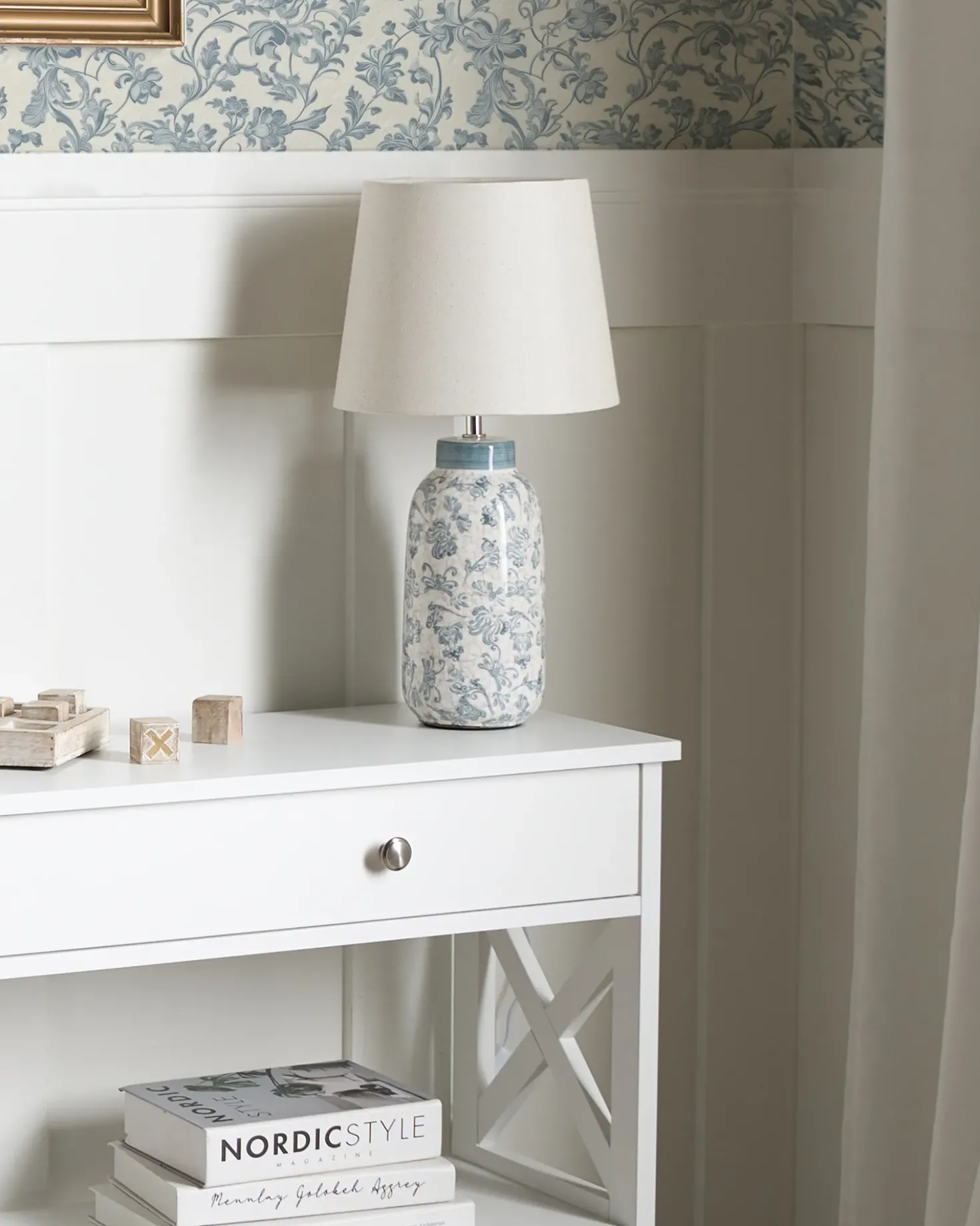 Bordlampe LEMPA Keramik Hvid/blå