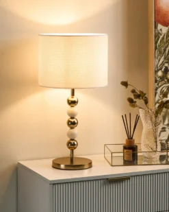 Bordlampe LOKY Metal Messing/beige