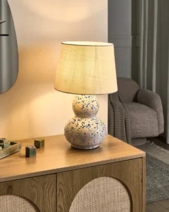 Bordlampe MACAL Keramik Hvid/blå