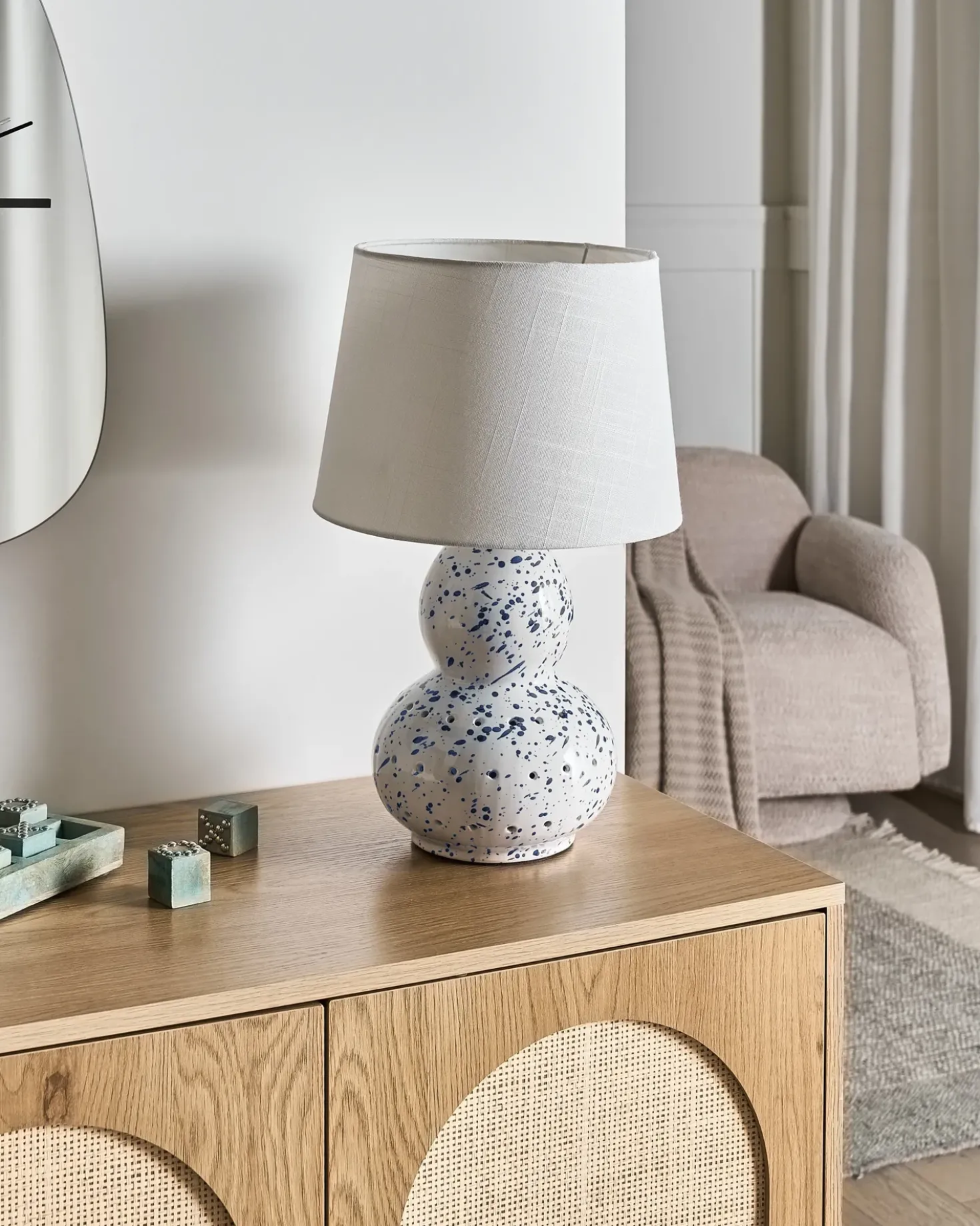 Bordlampe MACAL Keramik Hvid/blå