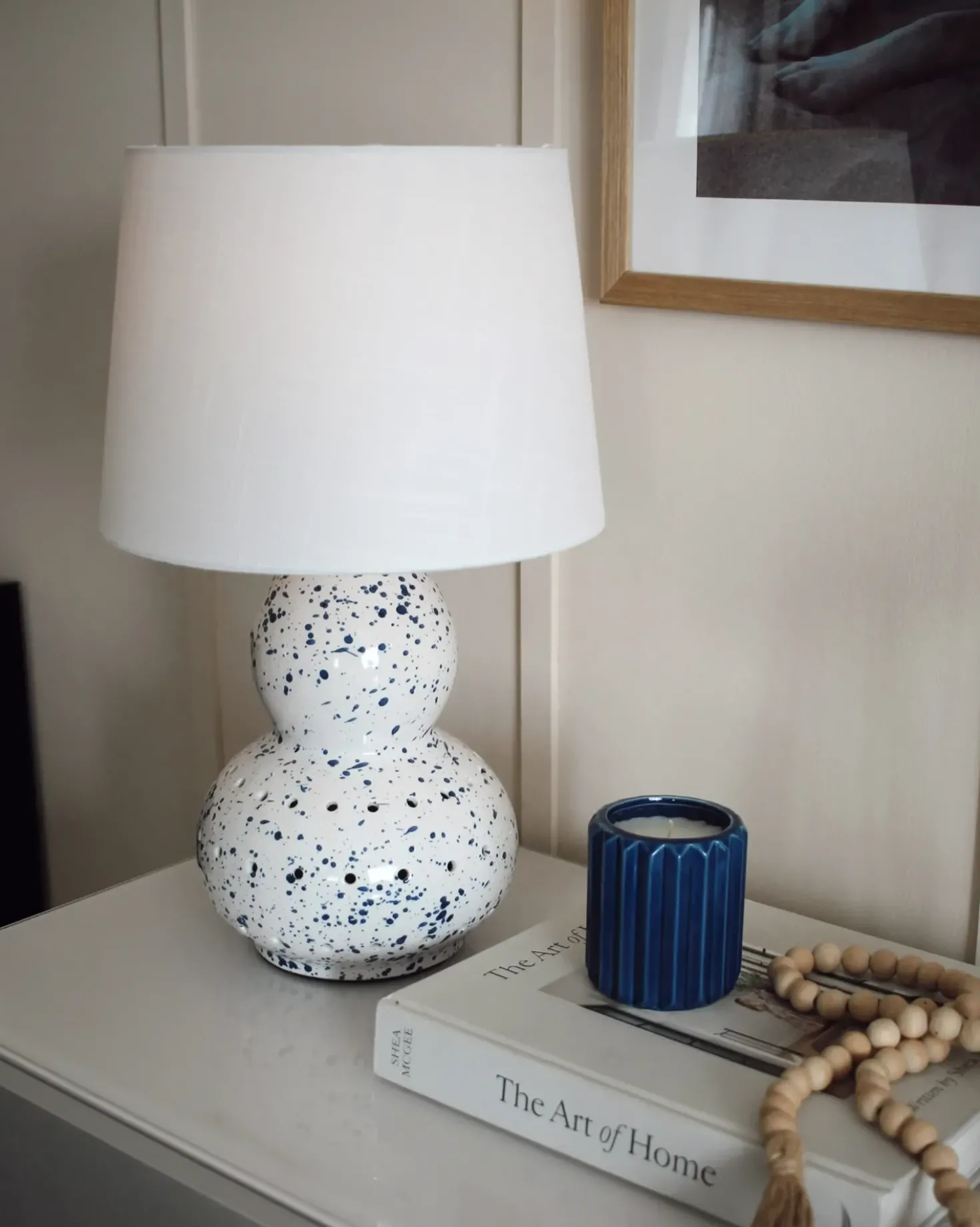 Bordlampe MACAL Keramik Hvid/blå