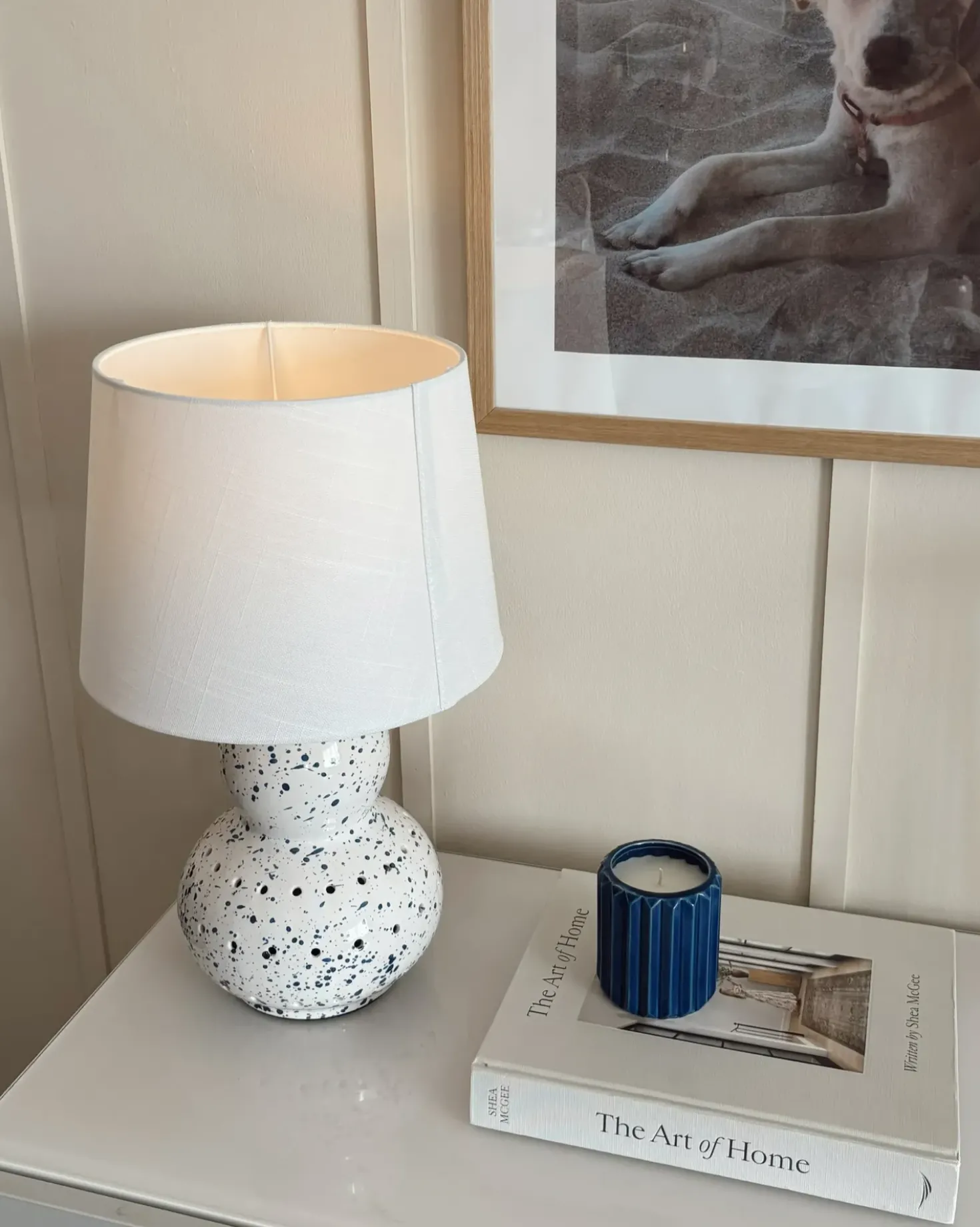 Bordlampe MACAL Keramik Hvid/blå