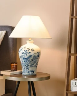 Bordlampe MAGROS Porcelæn Hvid/blå