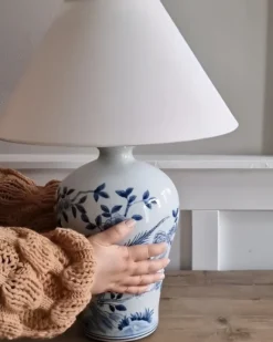 Bordlampe MAGROS Porcelæn Hvid/blå