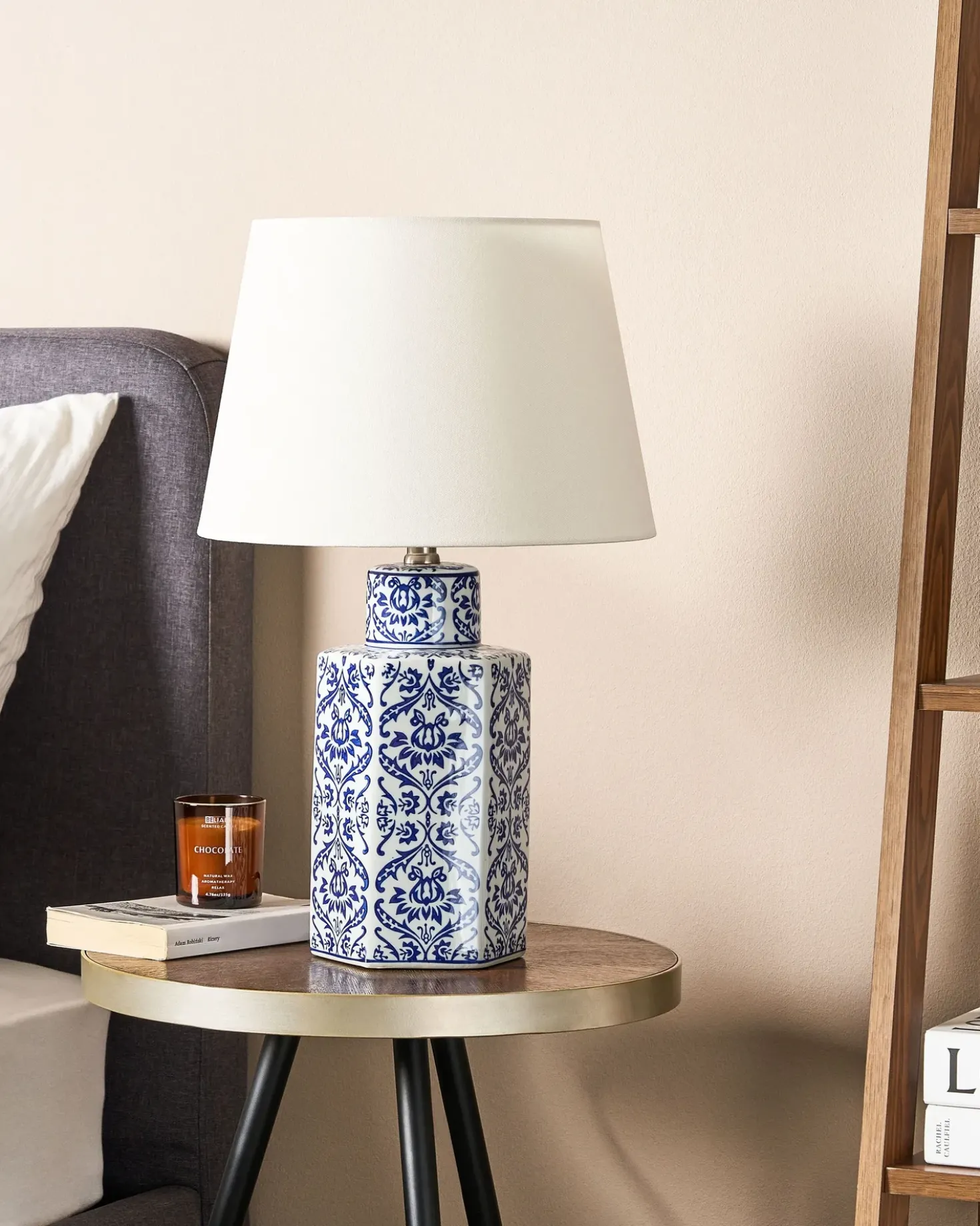 Bordlampe MARCELIN Porcelæn Hvid/blå