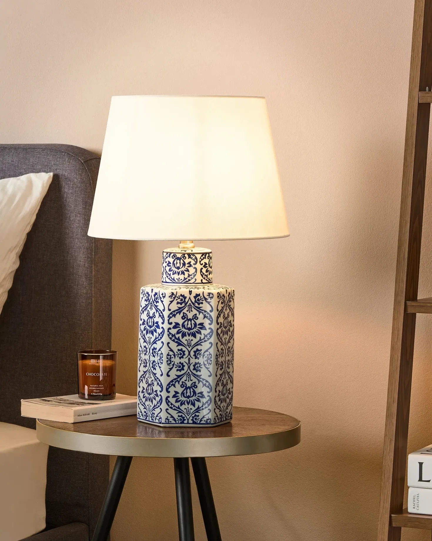 Bordlampe MARCELIN Porcelæn Hvid/blå