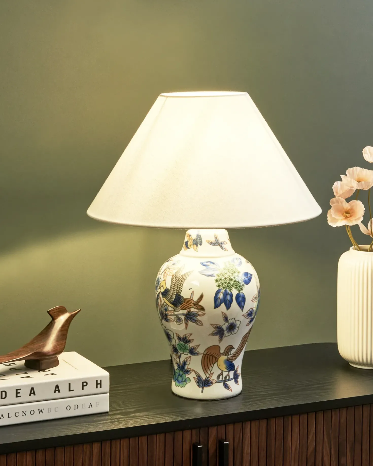 Bordlampe MORACA Porcelæn Hvid/blå