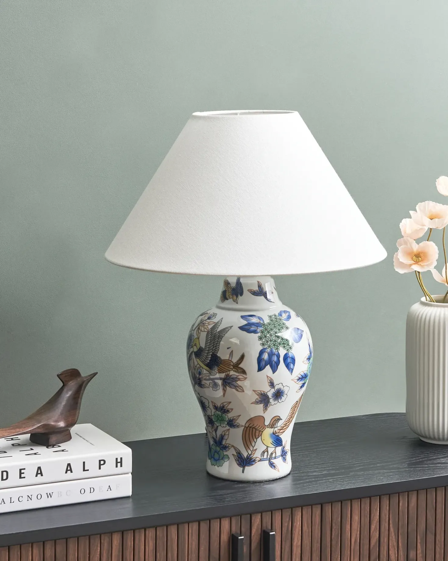 Bordlampe MORACA Porcelæn Hvid/blå