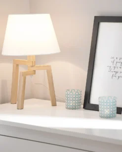 Bordlampe NALON Egetræ Brun/hvid