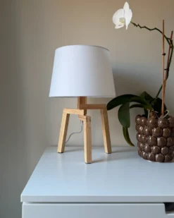 Bordlampe NALON Egetræ Brun/hvid