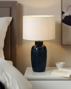 Bordlampe PERLIS Keramik Navy Blå