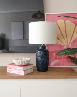 Bordlampe PERLIS Keramik Navy Blå
