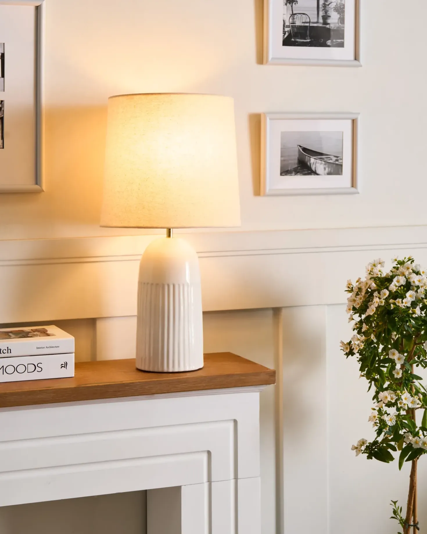 Bordlampe SALIENTE Keramik Cremehvid